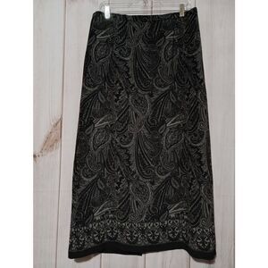 Kim Rodgers Skirt‎ Ladies Large Black Velvet Maxi Paisley